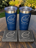 Tumbler & Coaster Gift Set — Two 20oz & Slate Coasters