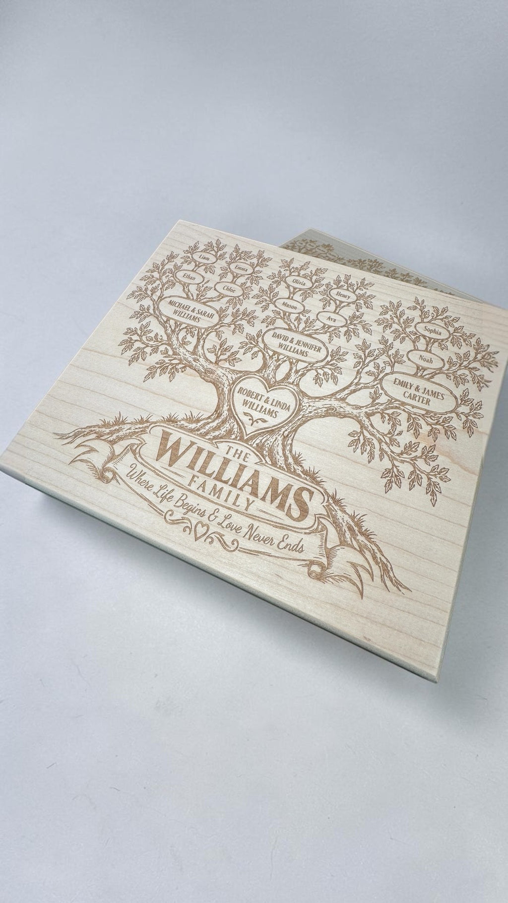 Custom Engraved Family Tree Maple Plaque 8×9