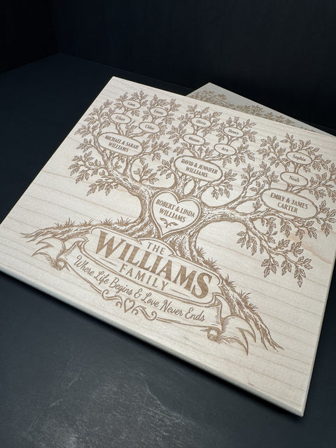 Custom Engraved Family Tree Maple Plaque