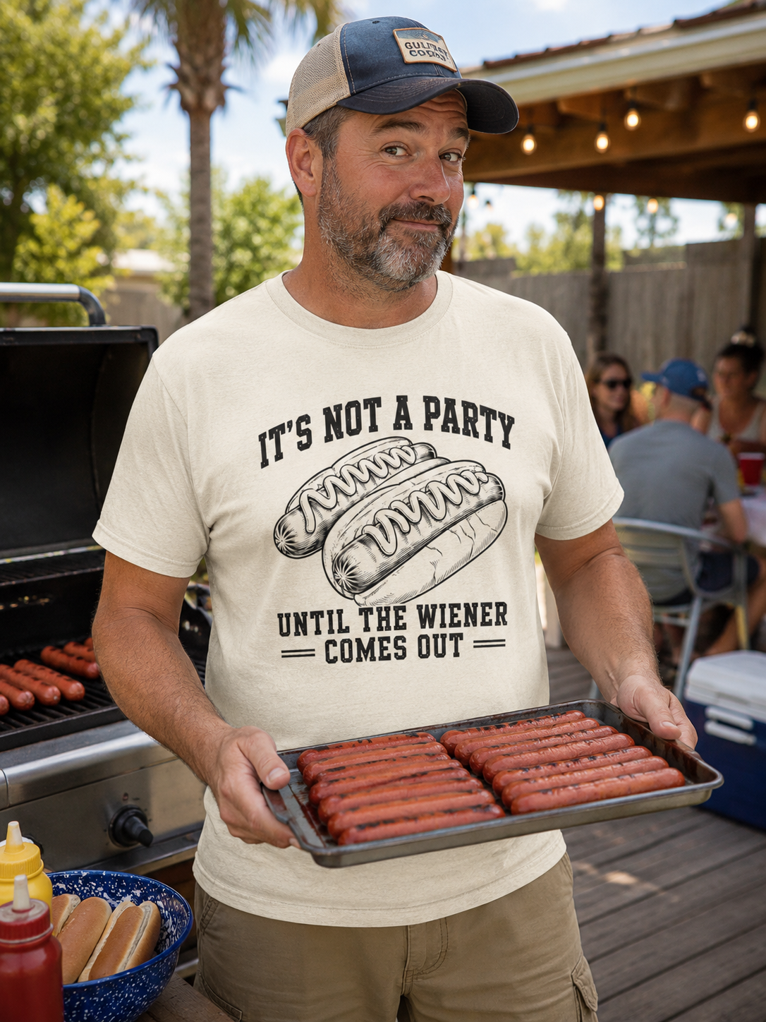 It's Not a Party Until the Wiener Comes Out Funny Hot Dog T-Shirt | BBQ & Cookout Tee