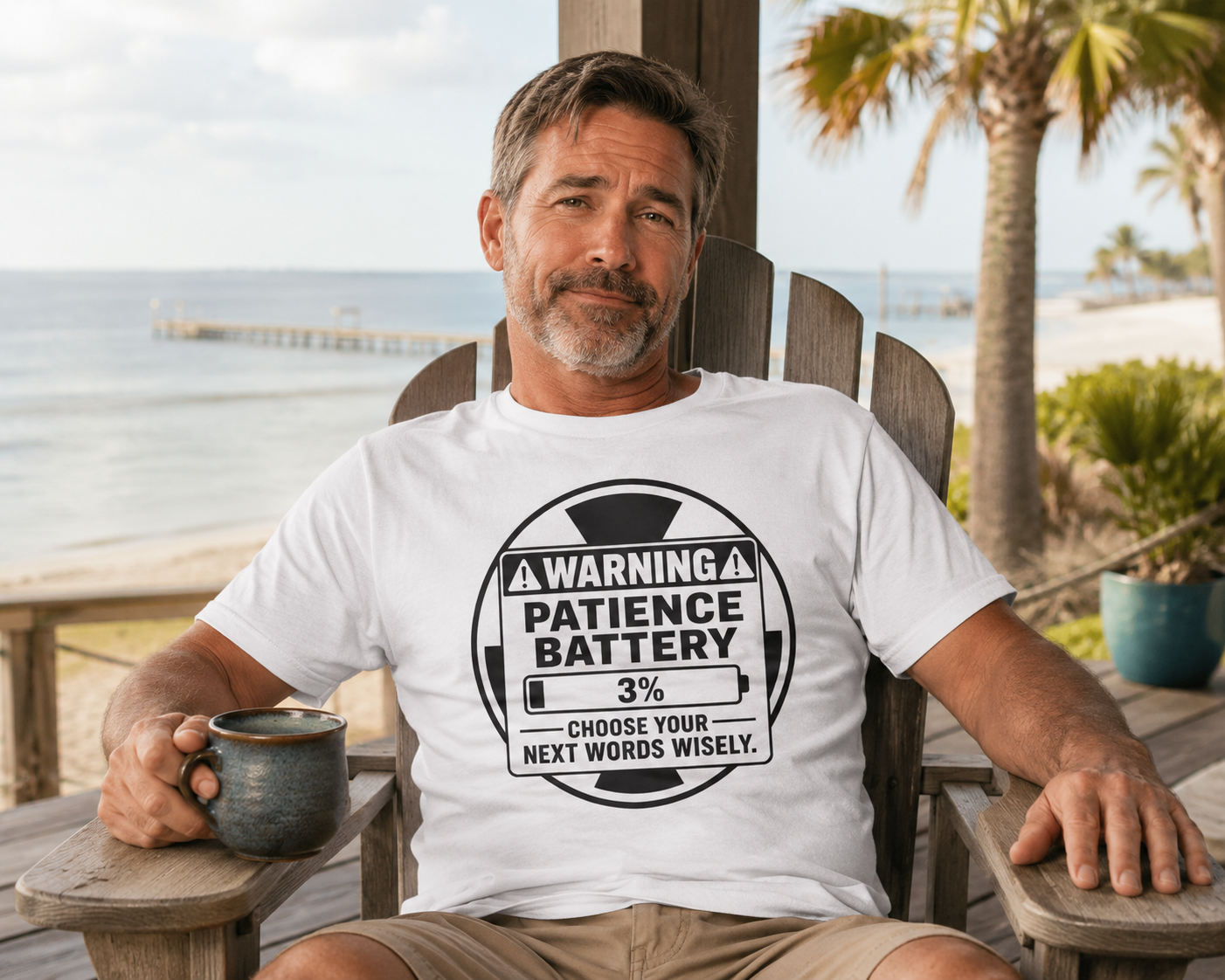 Warning: Patience Battery 3% Funny Sarcastic T-Shirt