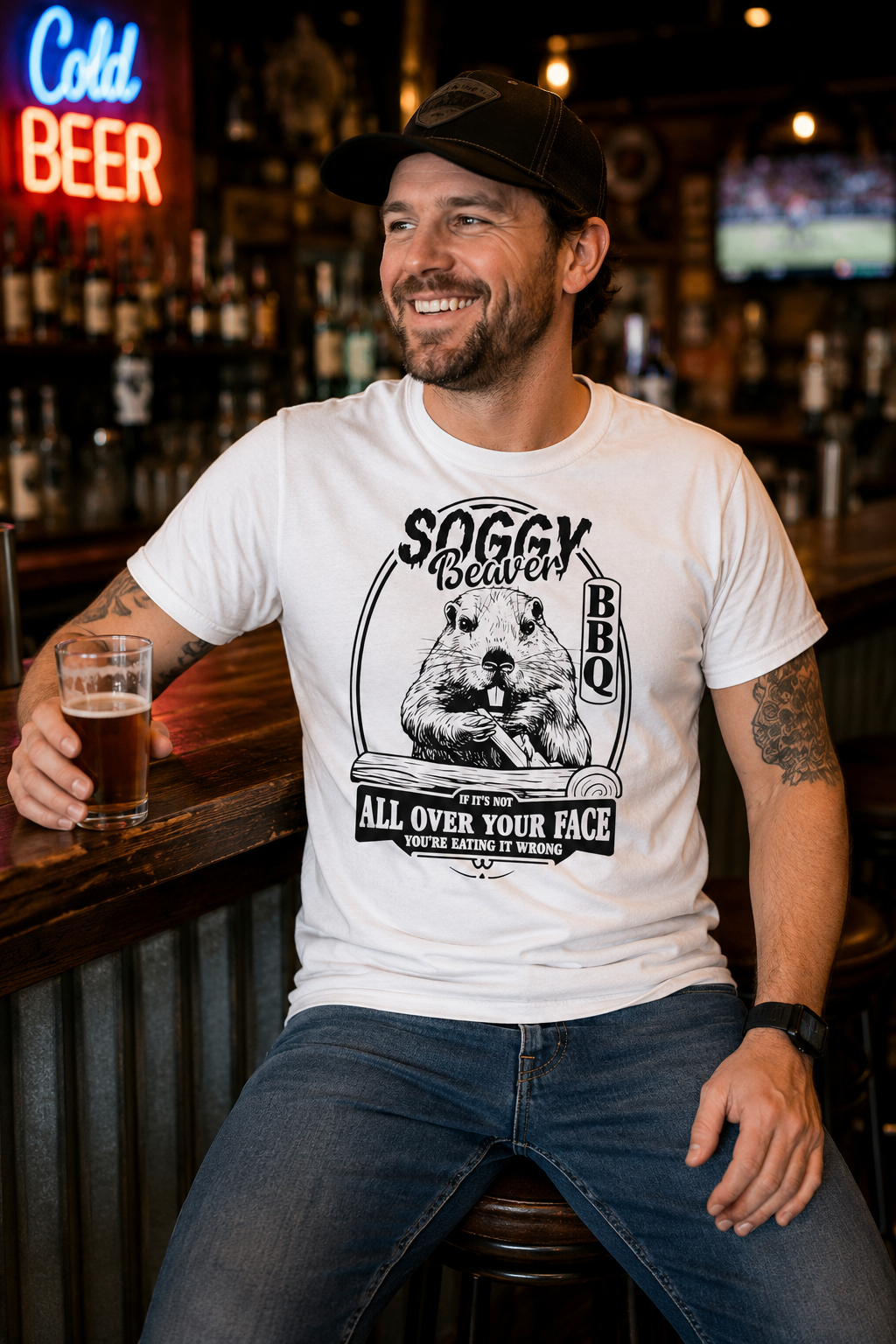 Soggy Beaver BBQ Funny T-Shirt | BBQ Humor Shirt | Backyard Grilling Tee | Funny Barbecue Gift | Smoker Shirt | Cookout Graphic Tee