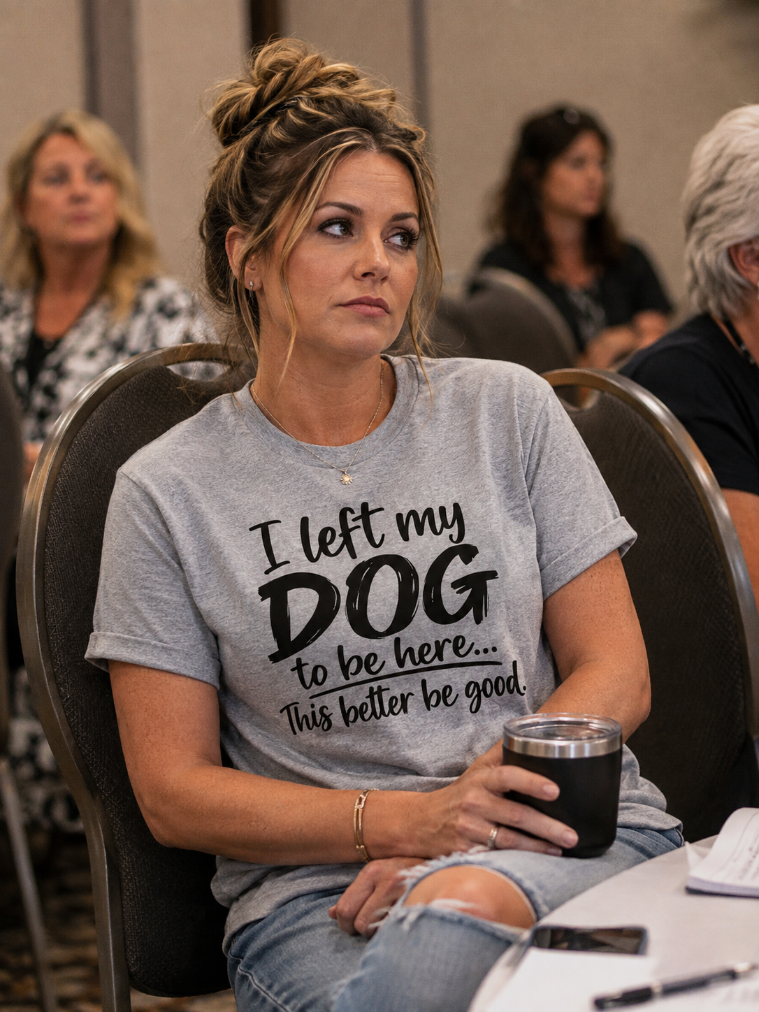 I Left My Dog to Be Here Funny T-Shirt | Dog Lover Humor Tee