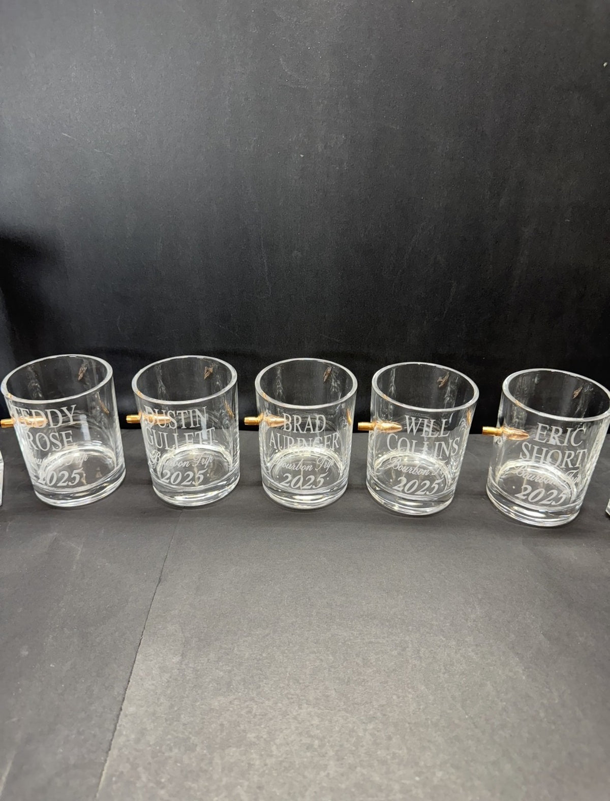 Custom Engraved .308 Bullet Hand blown 10.5 oz whiskey glass