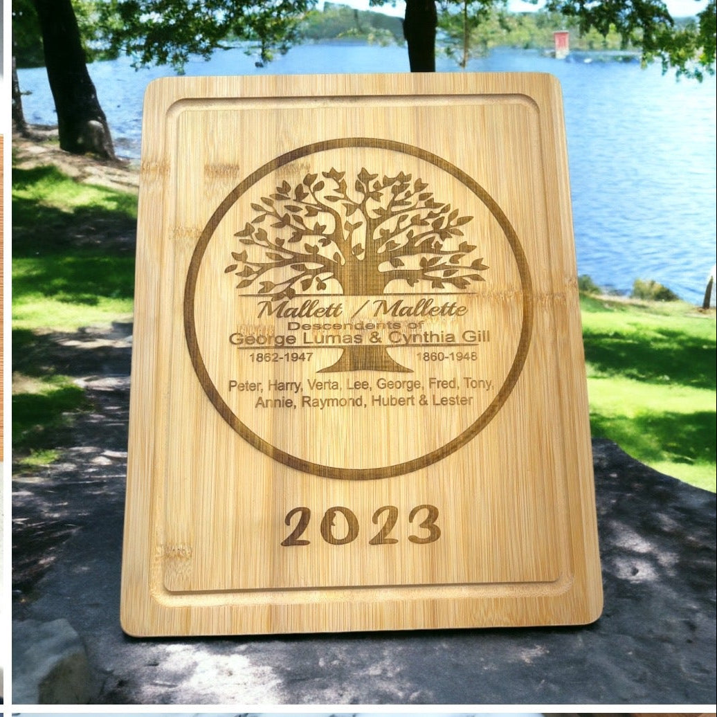 Personalized Bamboo Cutting Board with Drip Edge – 11.5" x 8.750"