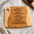 Personalized Two-Tone Bamboo Cutting Board with Handle – 11" x 9"