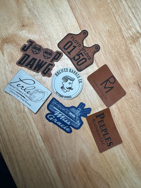 Custom leatherette hat patches