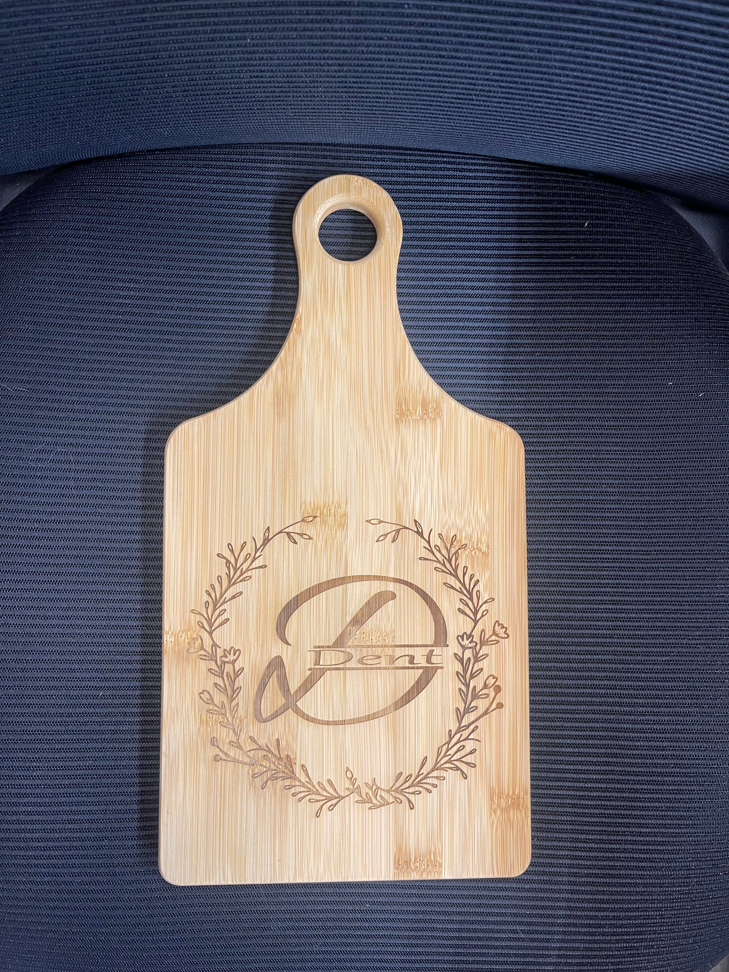 Personalized Bamboo Paddle Cutting Board – 13.5" x 7"
