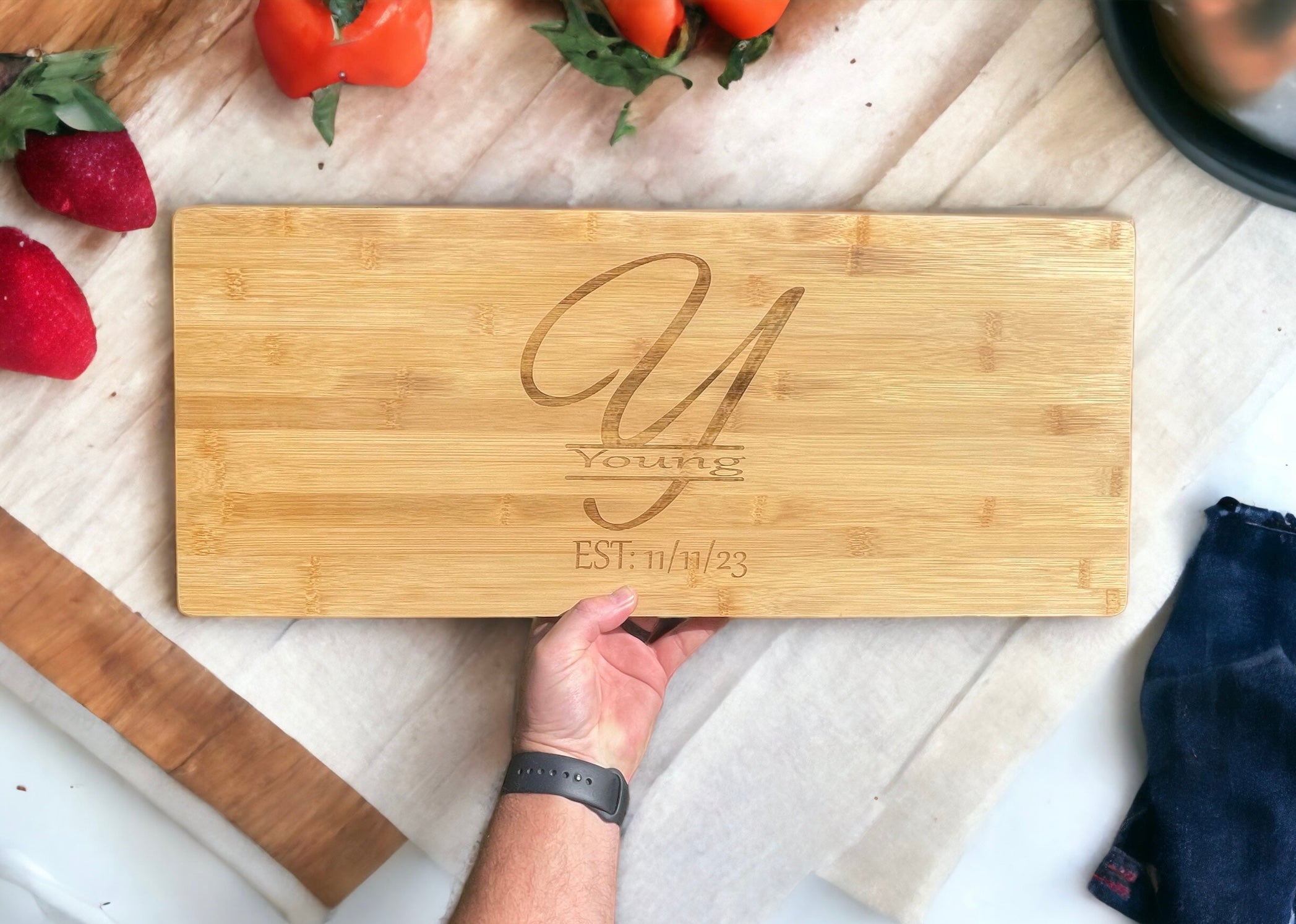 Personalized Bamboo Charcuterie Board – 19.75" x 8"