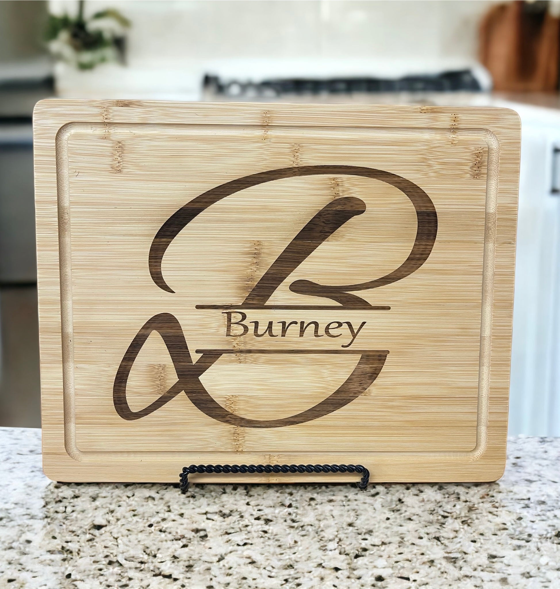 Personalized Bamboo Cutting Board with Drip Edge – 11.5" x 8.750"