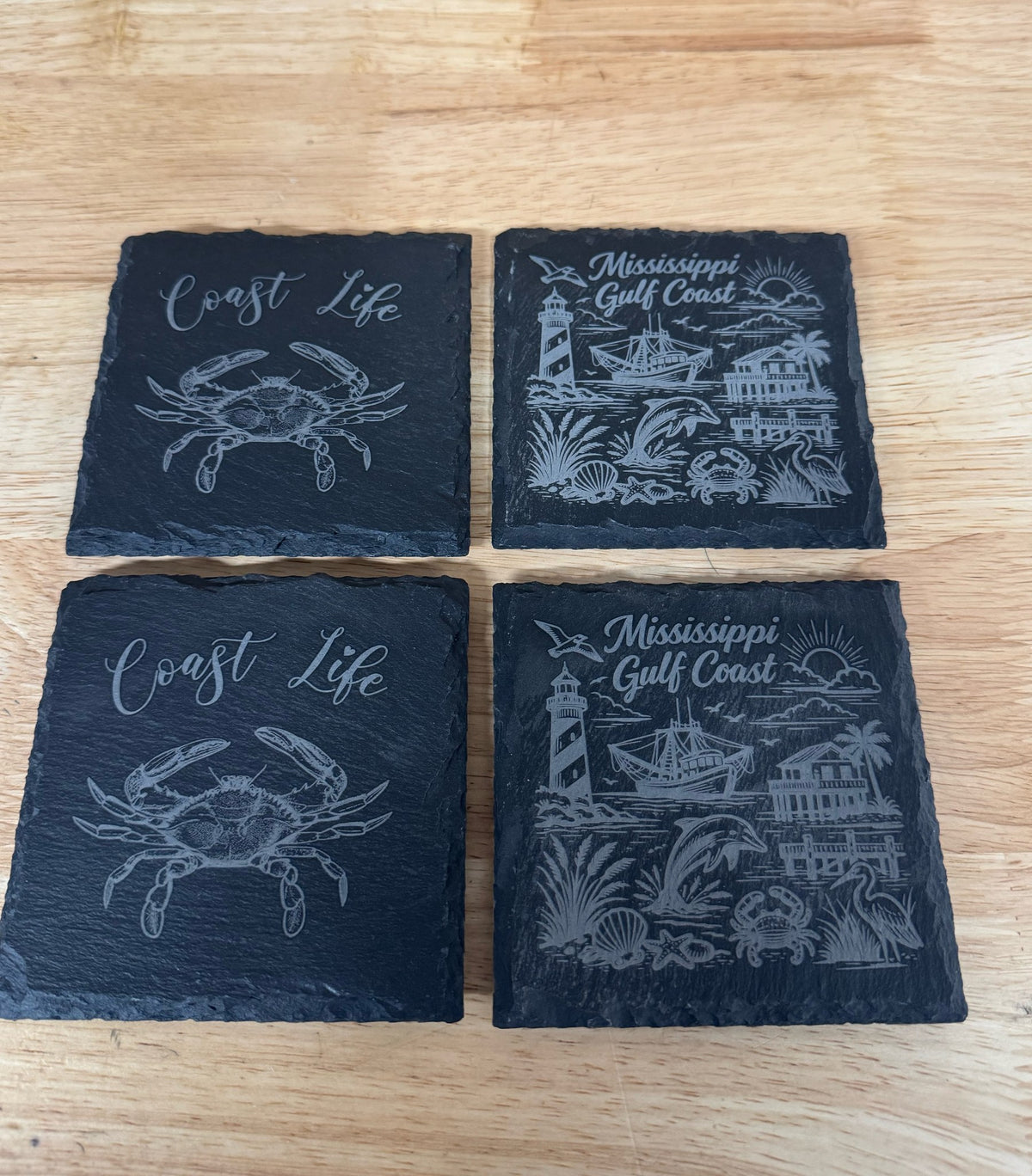 Custom Engraved Slate Coasters (Set of 4)