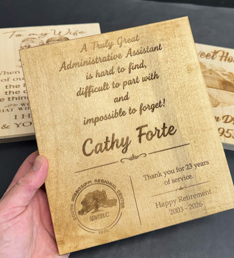 Custom maple plaques