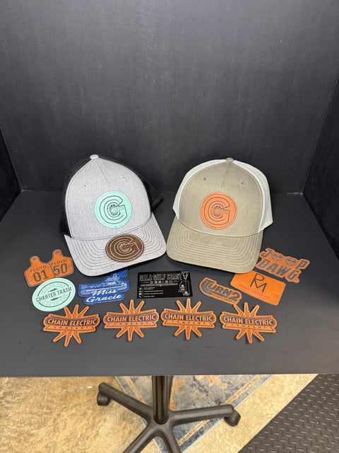 Custom leatherette hat patches