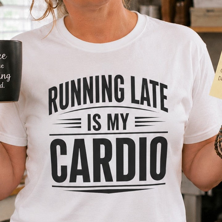 Running Late Is My Cardio funny t-shirt