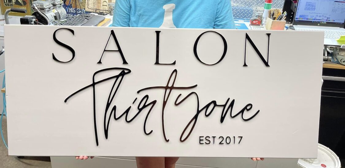Salon Thirtyone dimensional commercial lettering by Gold Gulf Coast Design