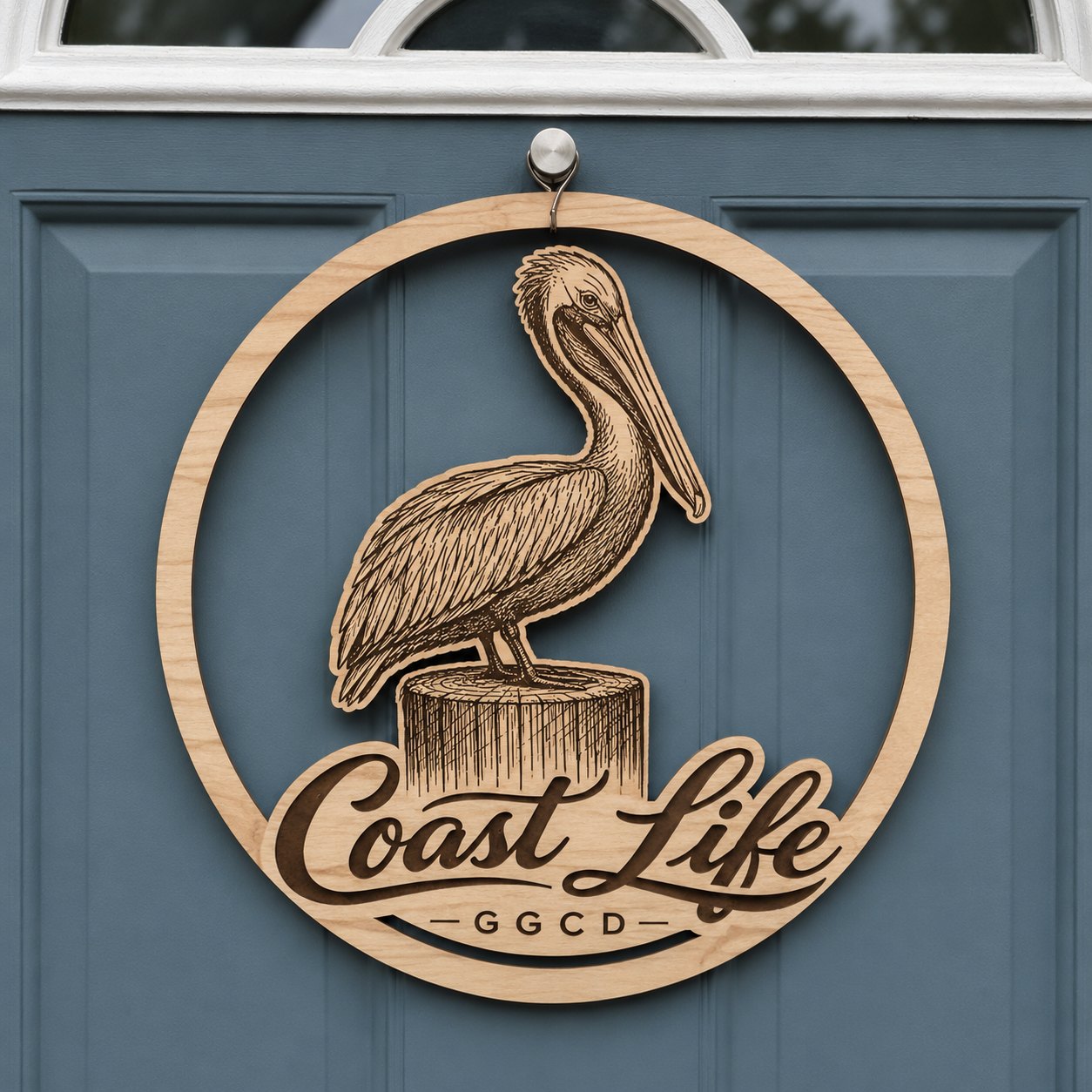 Coast Life engraved wood door sign