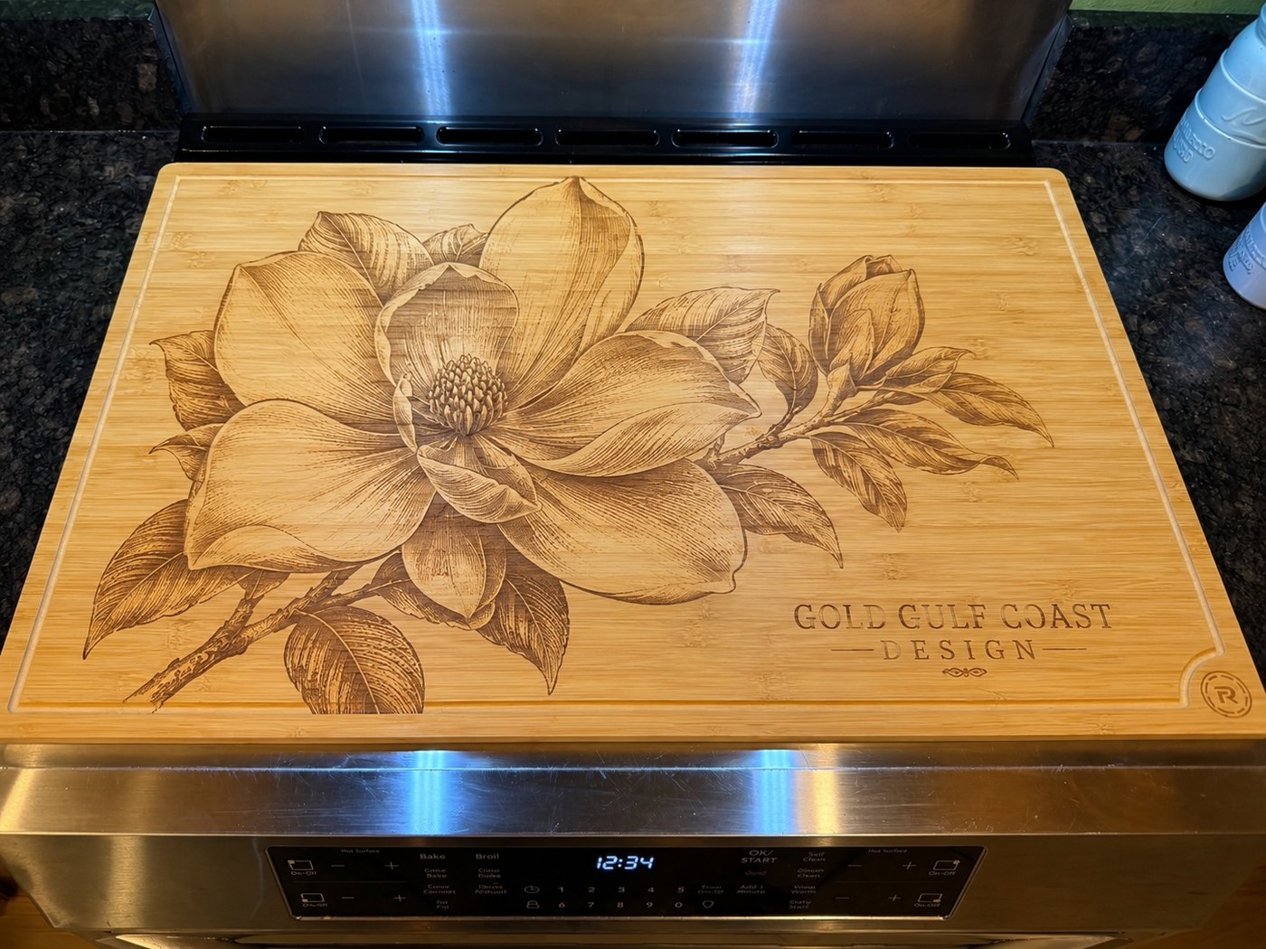 Custom engraved magnolia cutting board
